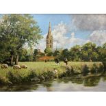 Stephen Park (British 1962-): Salisbury Cathedral from the River