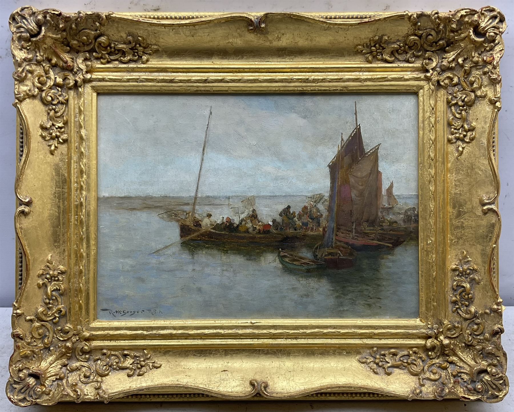 Robert McGregor RSA (Scottish 1847-1922): Boats in Calm Waters - Image 2 of 4