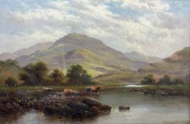 Alfred Fontville de Breanski Jnr. (British 1877-1945): Highland Cattle Watering