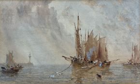 George Weatherill (British 1810-1890): Fishing Boats off Whitby Harbour