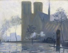 Attrib. Frank Myers Boggs (USA 1855-1926): Notre Dame in the Rain