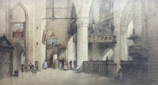 Paul Marny (French/British 1829-1914): Interior of 'St Vivien' Church - Rouen