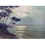 Arsene Chabanian (Armenian 1864-1949): Tranquil Coastal Scene by Moonlight