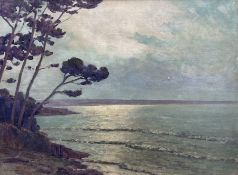 Arsene Chabanian (Armenian 1864-1949): Tranquil Coastal Scene by Moonlight