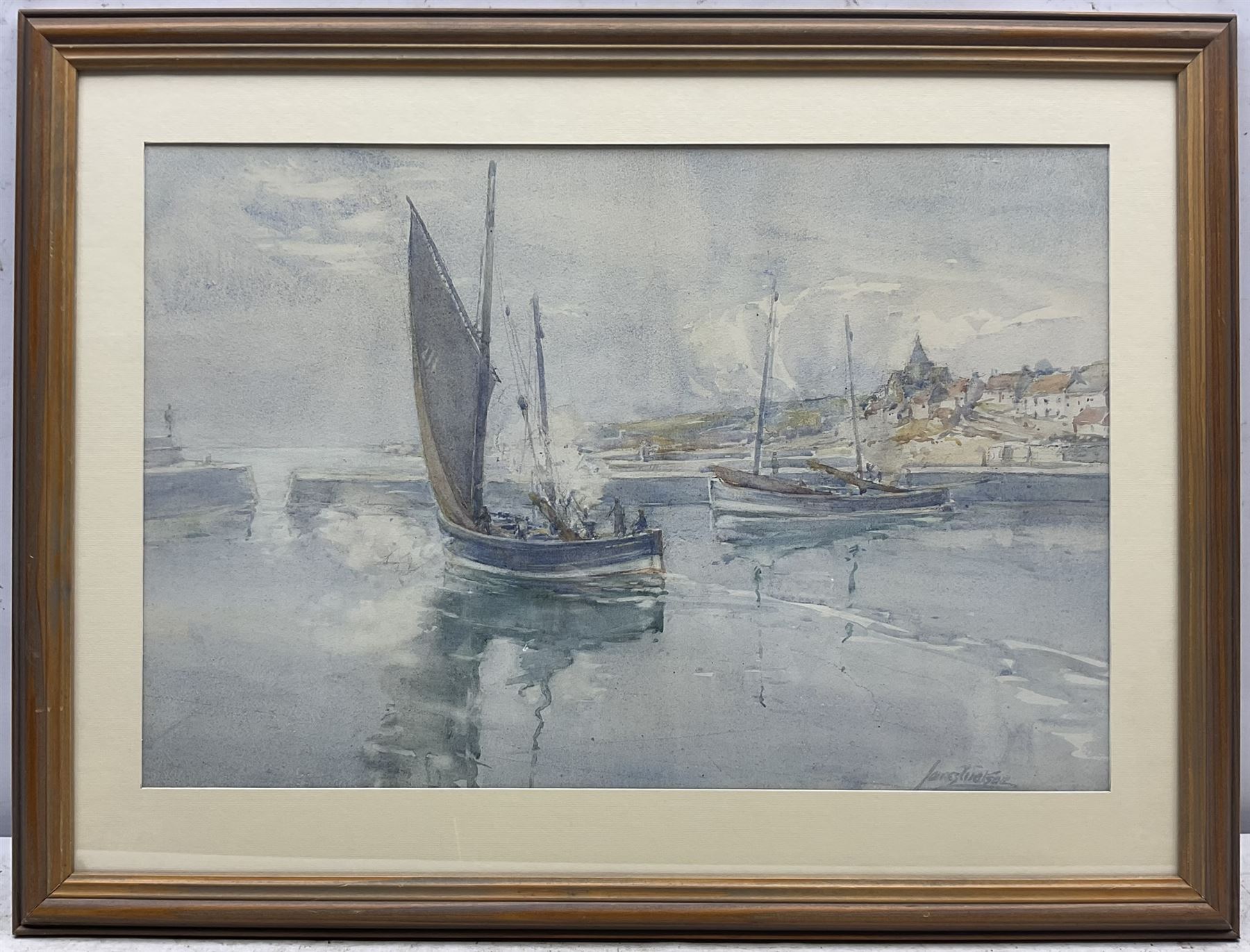 James Watson (Scottish exh.1910-1932): Boats in the Harbour - St Monans - Image 2 of 4