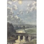 Hurst Balmford (British 1871-1950): 'Grassington Bridge by Moonlight'