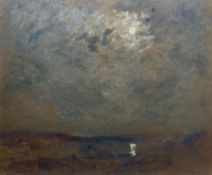 James Kay RSA RSW (Scottish 1858-1942): Lone Figure by Moonlight