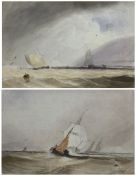 John Le Capelain (Jersey 1812-1848): 'Shipping in a Stiff Breeze' and 'A Frigate drawing close to a