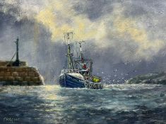 Jack Rigg (British 1927-2023): Whitby Trawler Returning Home