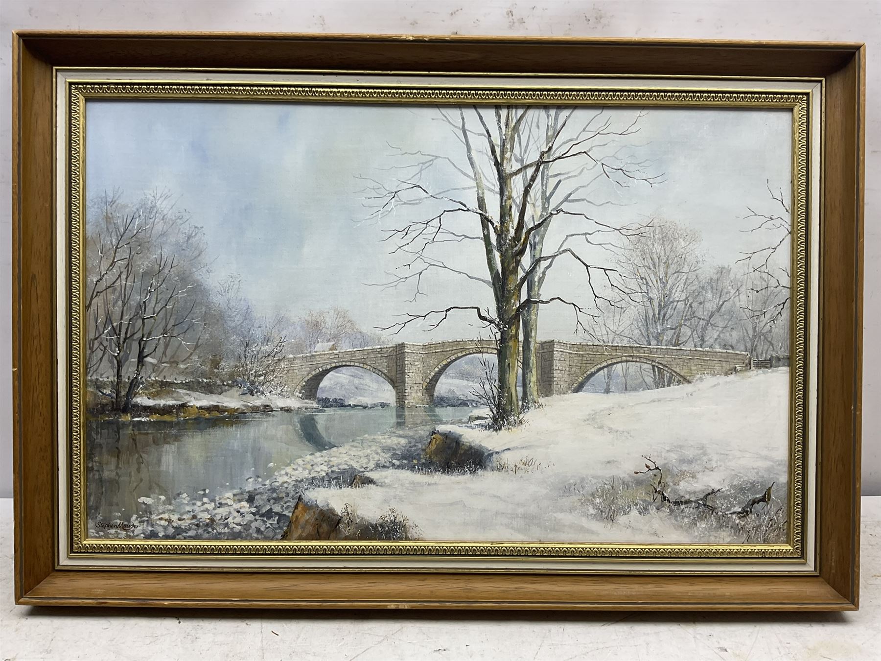 Stephen Maude (British 1919-): 'Barden Bridge Wharfedale in Winter' - Image 3 of 6