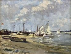 Circle of Edward Seago (British 1910-1974): Yachts on the Beach