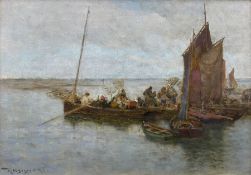 Robert McGregor RSA (Scottish 1847-1922): Boats in Calm Waters