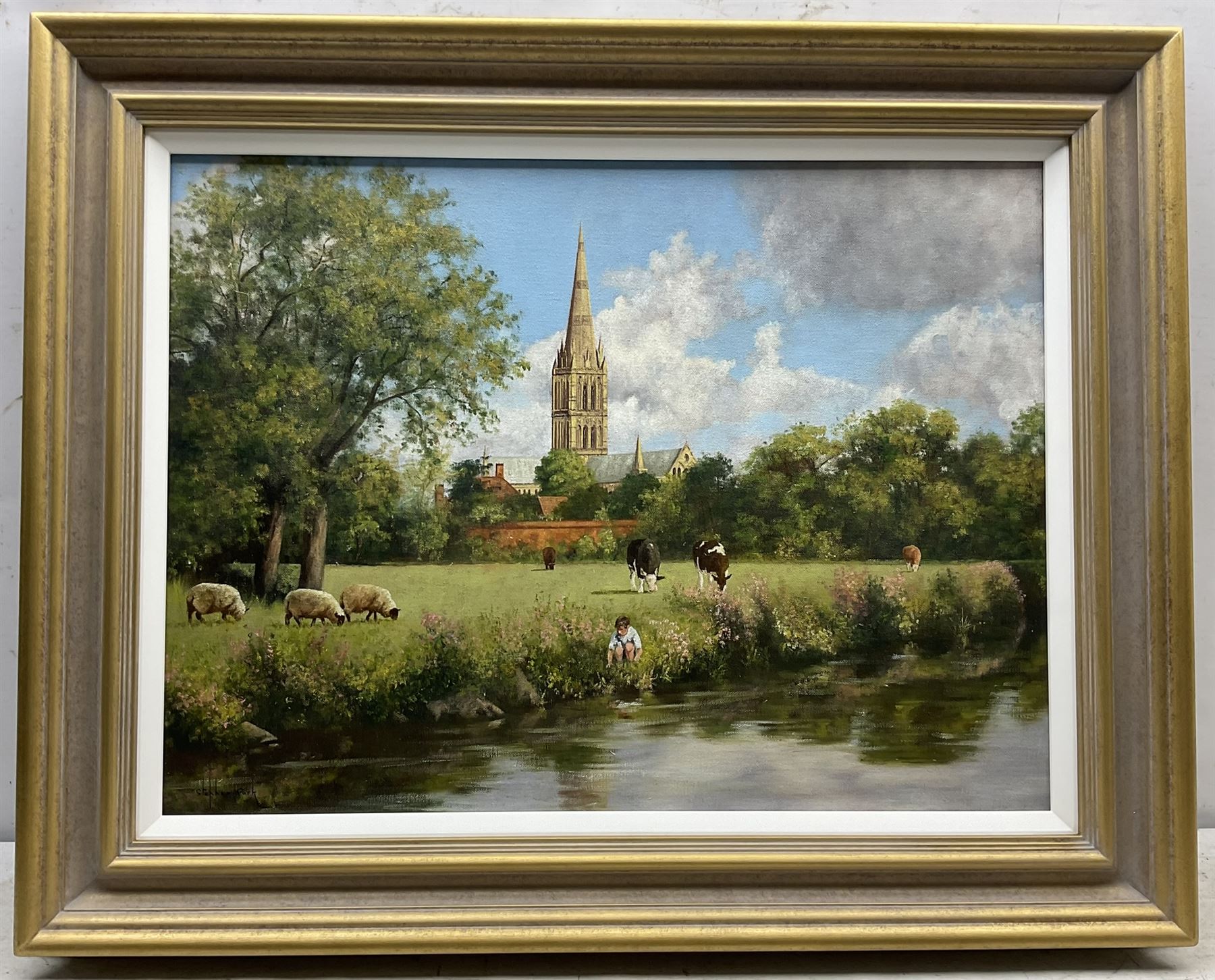 Stephen Park (British 1962-): Salisbury Cathedral from the River - Image 2 of 4