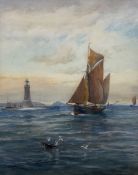 George Henry Jenkins (British 1838-1914): Falmouth Boat Rounding the Lighthouse