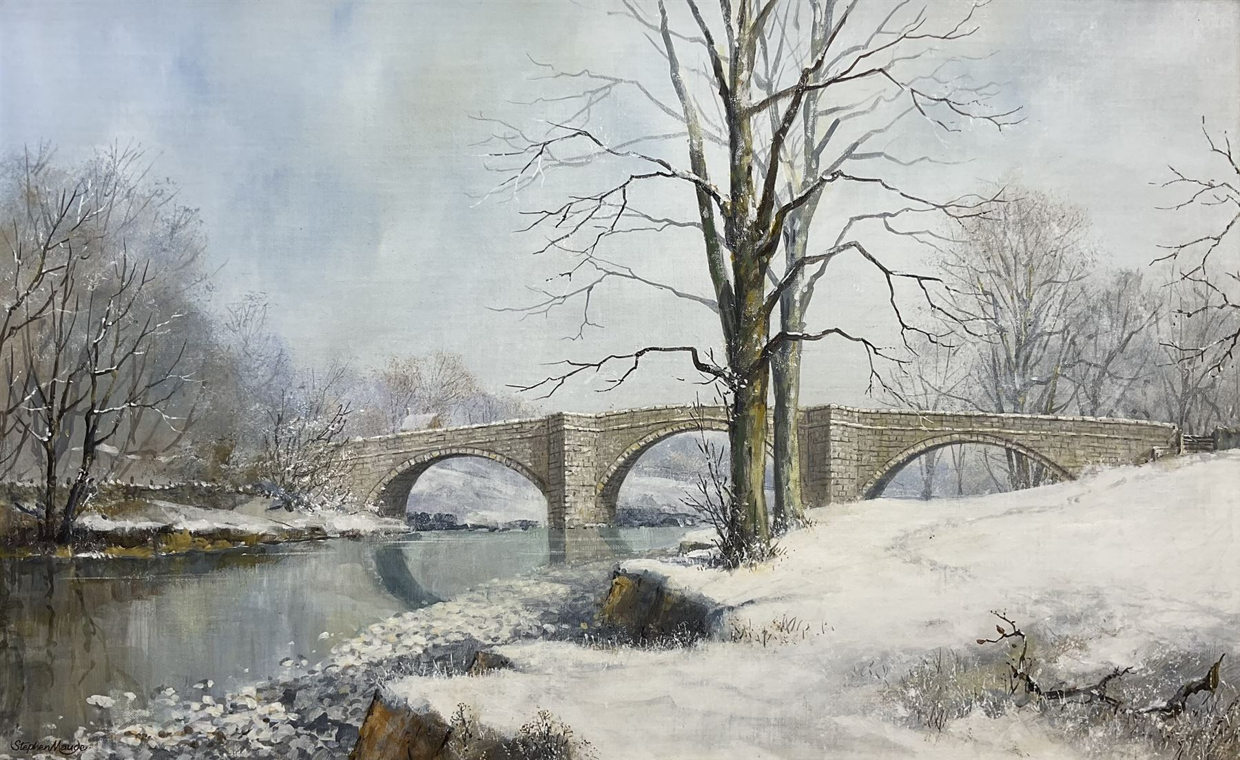 Stephen Maude (British 1919-): 'Barden Bridge Wharfedale in Winter'