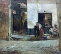 John Robertson Reid (Scottish 1851-1926): The Cobbler - Italian Street Scene