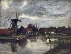 Rene Billotte (French 1846-1945): Windmill at Dusk 'Dordrecht'
