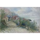 James Watson (Staithes Group 1851-1936): Mending Nets at Runswick Bay