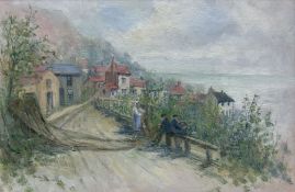 James Watson (Staithes Group 1851-1936): Mending Nets at Runswick Bay