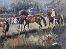 John Hatfield (British 1933-): 'The Gimcrack Stakes - Leaving the Paddock' York Races
