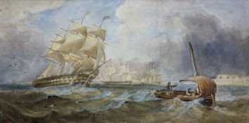 John Wilson Carmichael (British 1799-1868): Frigates off Portsmouth