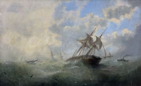 William Adolphus Knell (British 1801-1875): Ship in Distress with the Lifeboat and Steam Tug Arrivin