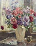 Owen Bowen (Staithes Group 1873-1967): Still Life of Pink Flowers