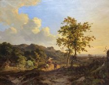 Jan Willem van Borselen (Dutch 1825-1892): Landscape with Travellers