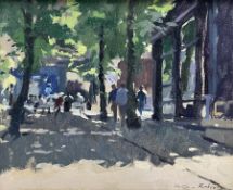 Gillian Roberts RSMA (British Contemporary): Harrogate Street Scene