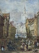 Louise J Rayner (British 1832-1924): Busy Market Newcastle
