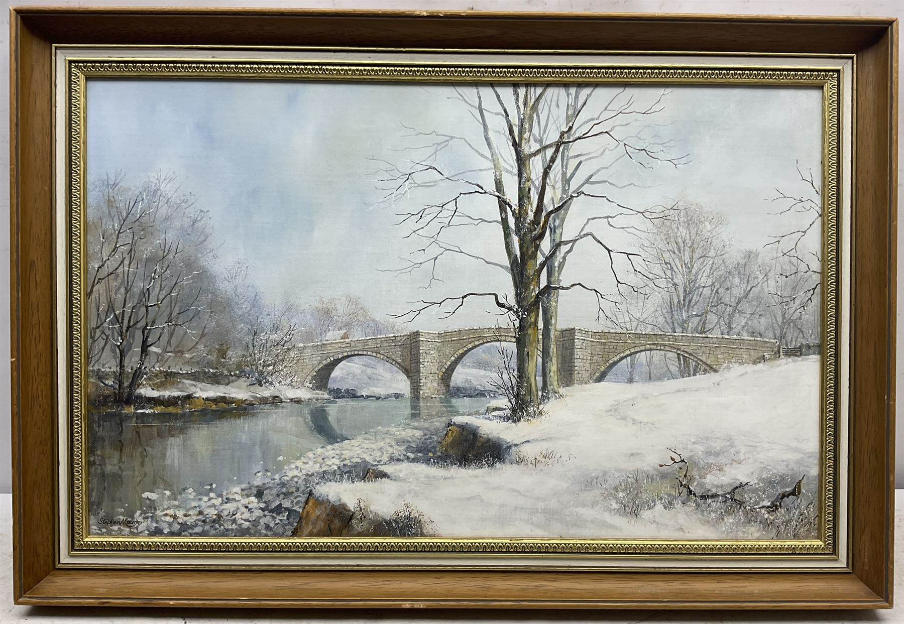 Stephen Maude (British 1919-): 'Barden Bridge Wharfedale in Winter' - Image 2 of 6