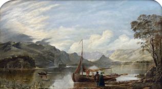 William Mitchell of Maryport (British 1806-1900): Waiting for the Ferry on Lake Windermere