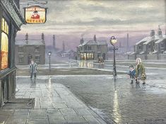 Steven Scholes (Northern British 1952-): 'The King's Arms Opening Time Collyhurt - Manchester 1962'