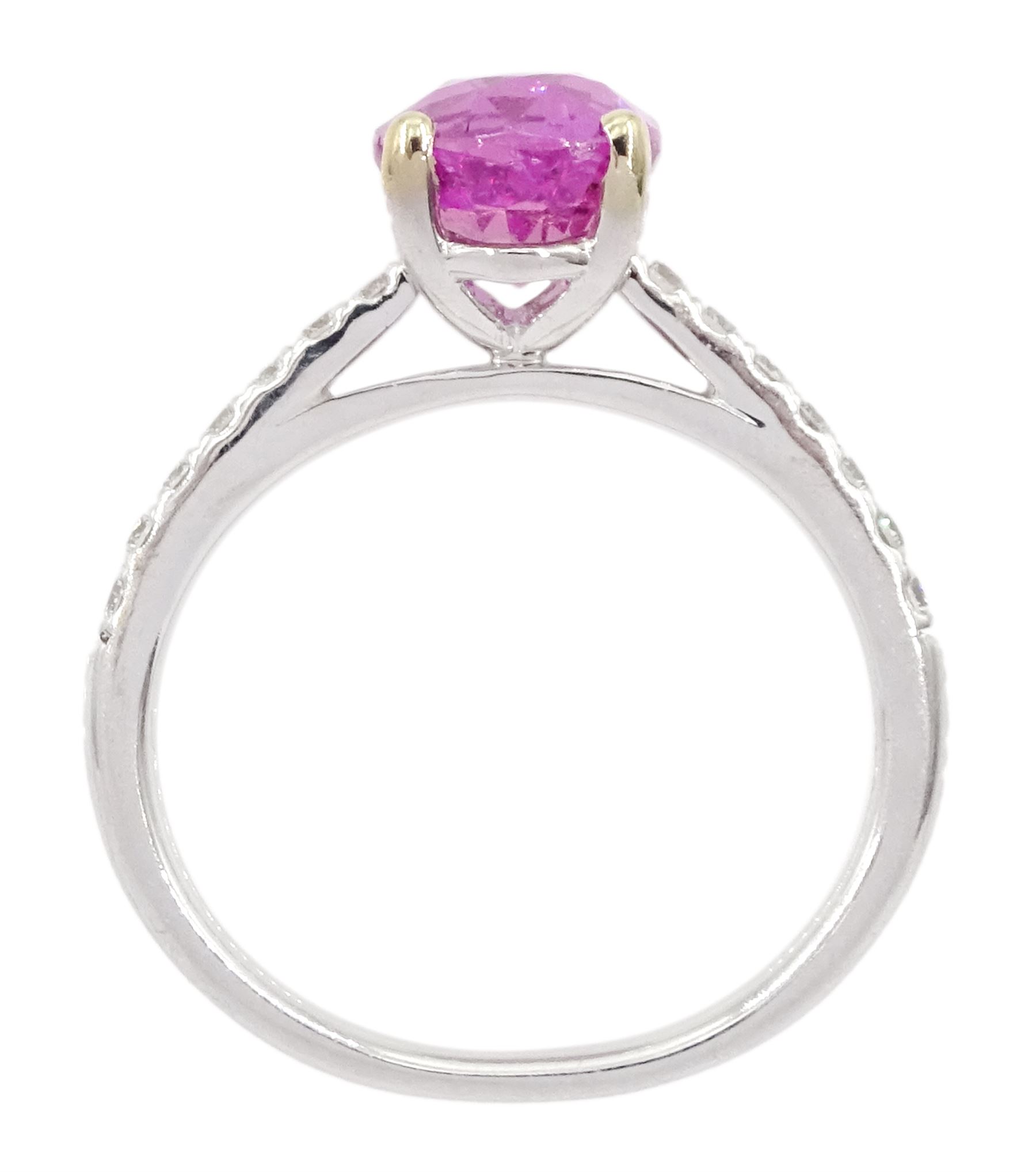 18ct white gold oval cut pink sapphire ring - Image 4 of 4