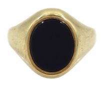 9ct gold single stone black onyx signet ring