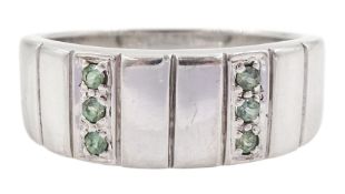 9ct white gold two row alexandrite ring