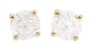 Pair of 18ct gold round brilliant cut diamond stud earrings