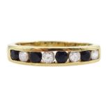 9ct gold channel set round brilliant cut diamond and sapphire half eternity ring