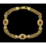 18ct gold cabochon ruby and cubic zirconia