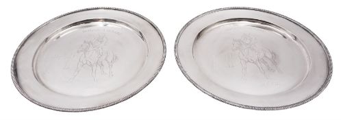 Pair of modern limited edition silver salvers