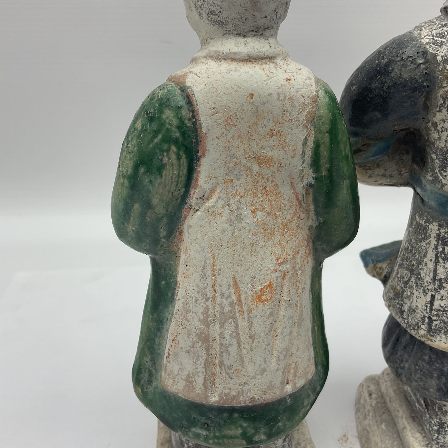 Three Chinese terracotta court attendant tomb figures - Image 16 of 24
