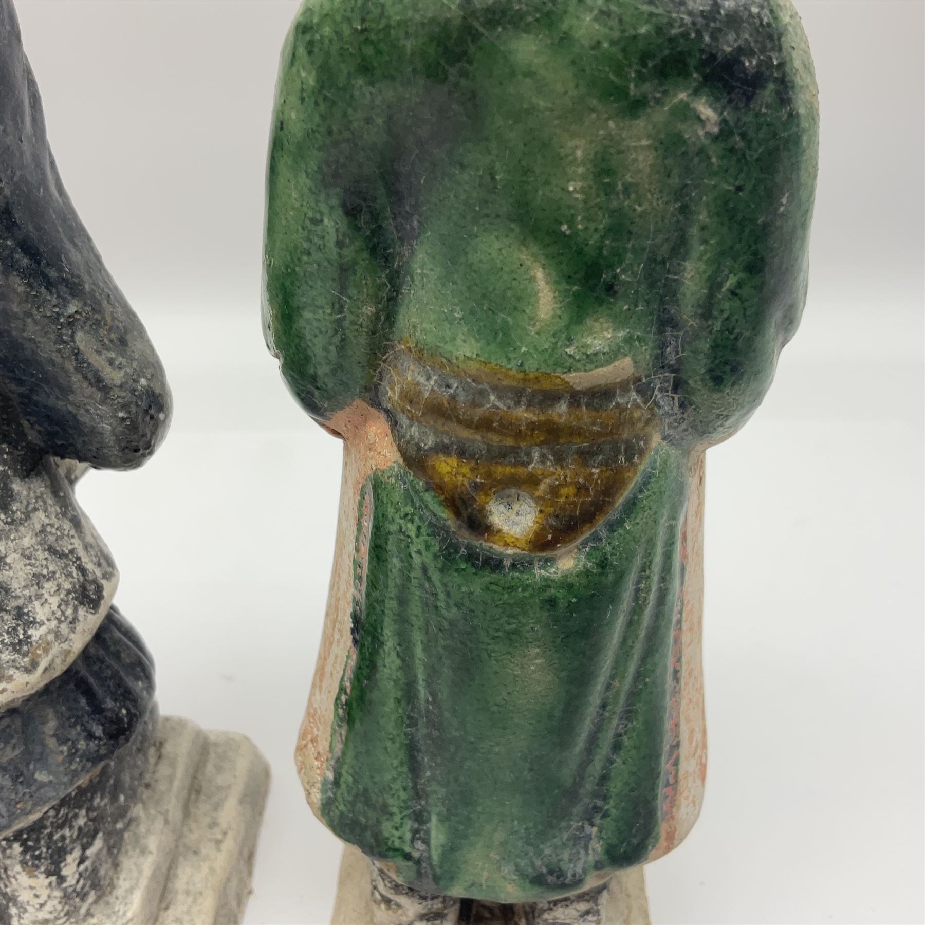 Three Chinese terracotta court attendant tomb figures - Image 22 of 24