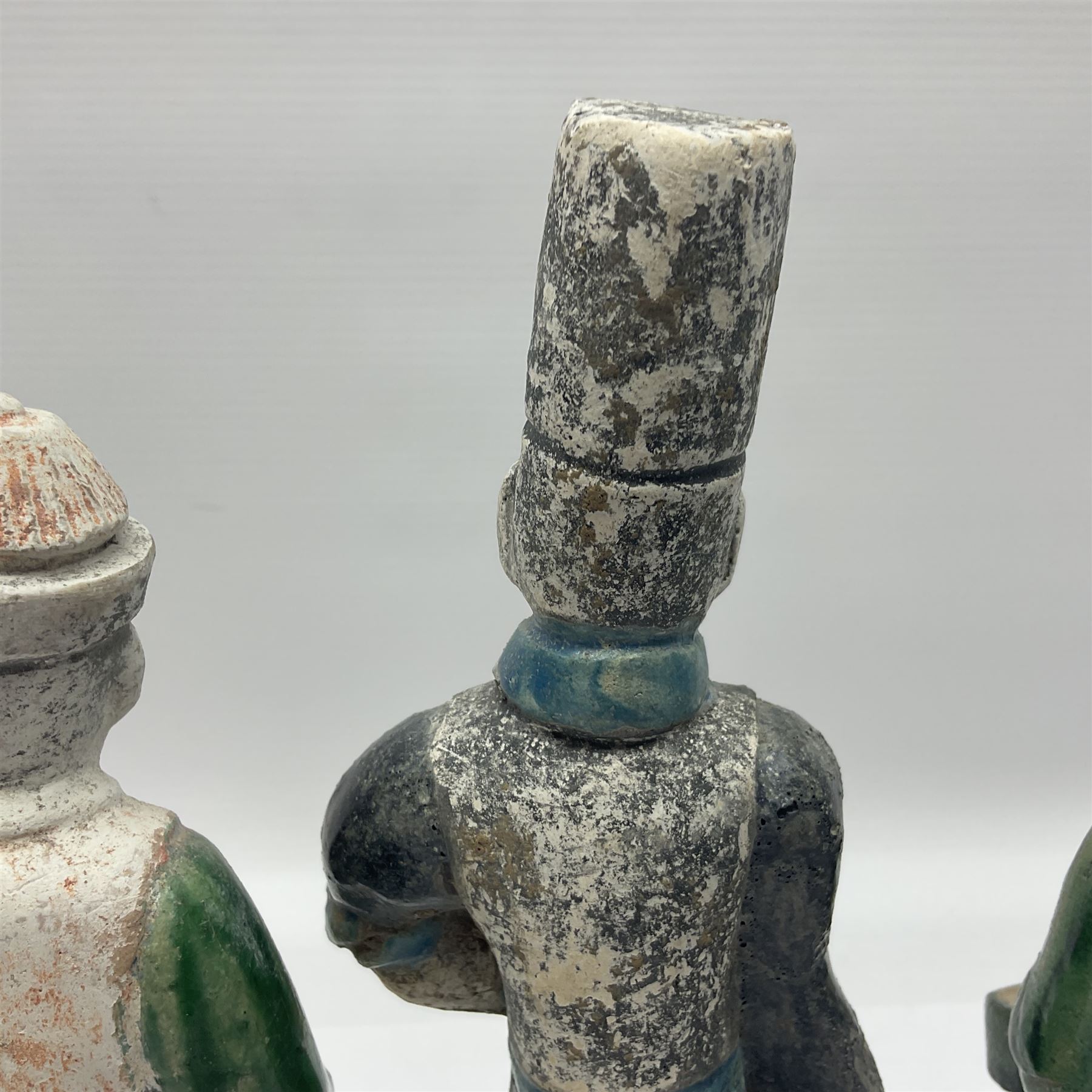 Three Chinese terracotta court attendant tomb figures - Image 18 of 24