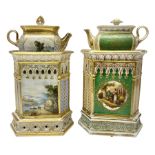 Two 19th century continental teapots and warmers