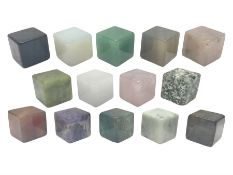 Fourteen cube mineral specimens