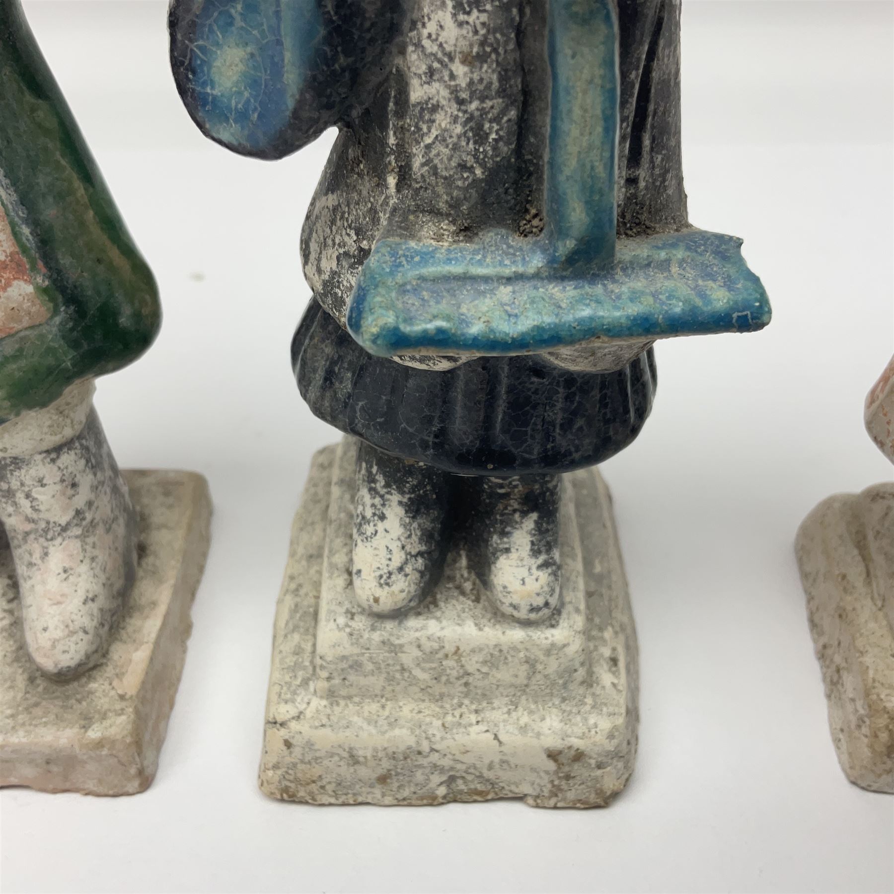 Three Chinese terracotta court attendant tomb figures - Image 9 of 24