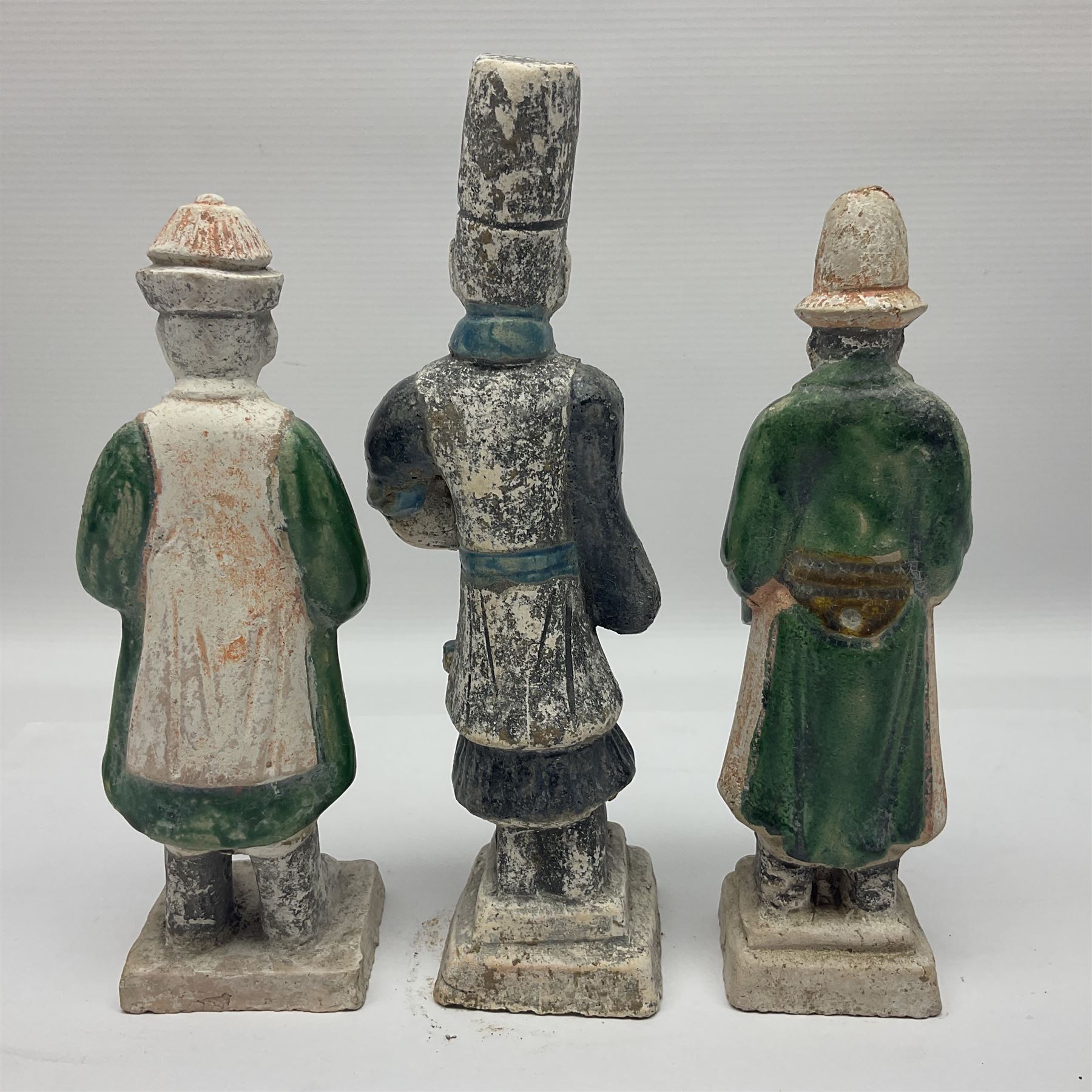 Three Chinese terracotta court attendant tomb figures - Image 14 of 24