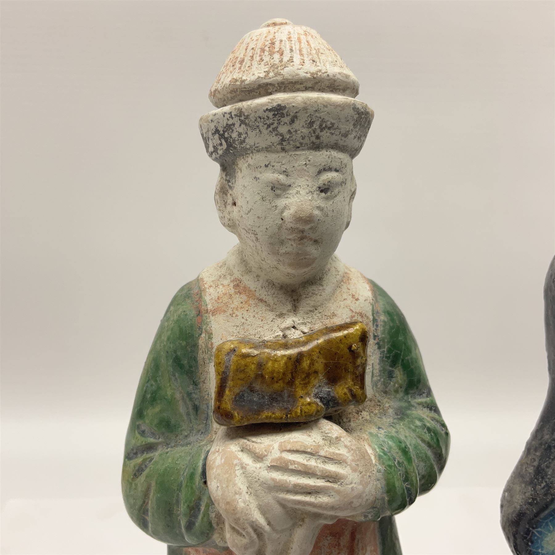Three Chinese terracotta court attendant tomb figures - Image 4 of 24