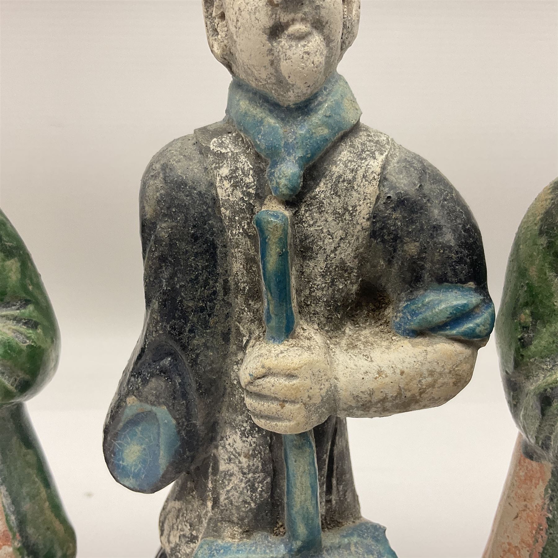 Three Chinese terracotta court attendant tomb figures - Image 7 of 24