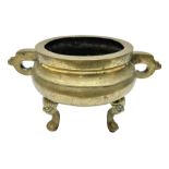19th century Chinese two handled brass censer